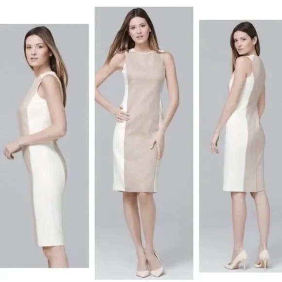White House Black Market Dresses & Skirts - ✨WHBM Sleeveless Linen-Blend Paneled Sheath Dress